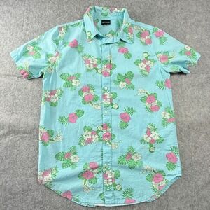 Rick and Morty Hawaiian Button Up Shirt Men's Size M S S Tropical Print Swim